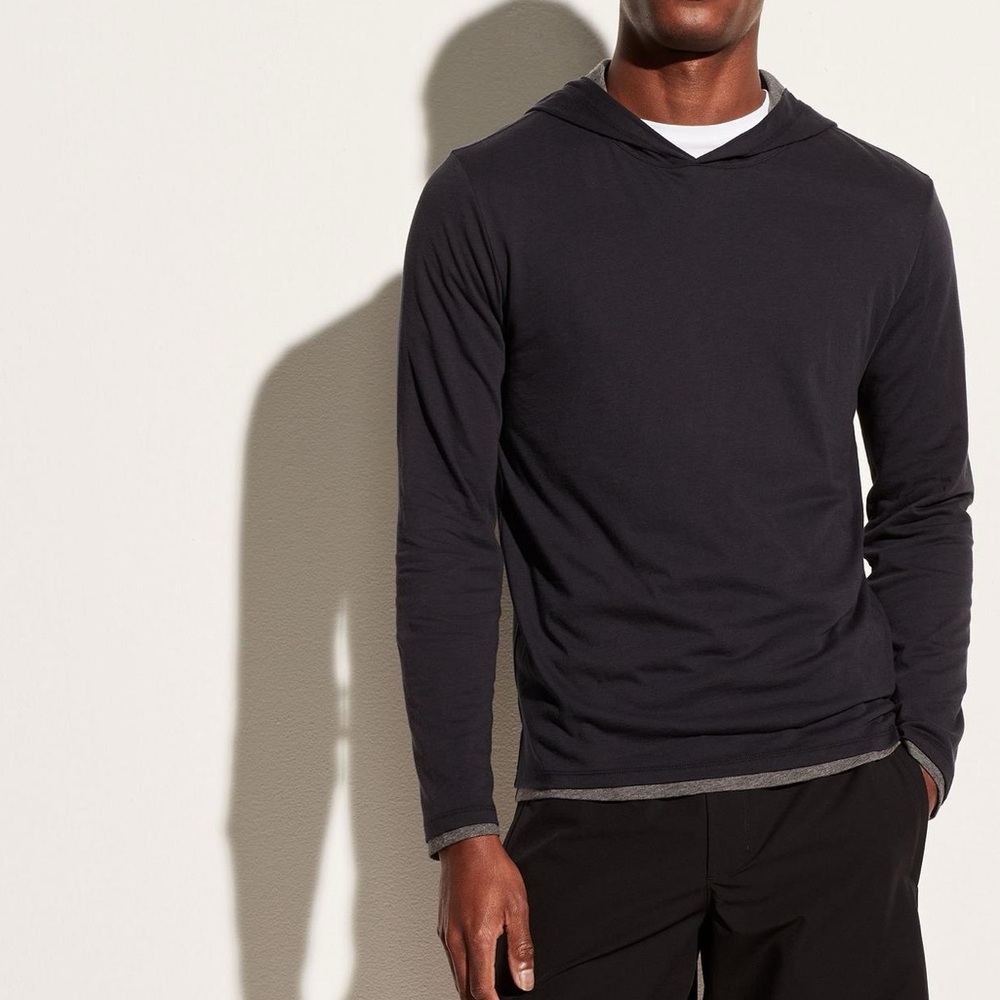 Vince Navy Pima Cotton Double Layer Hoodie XL